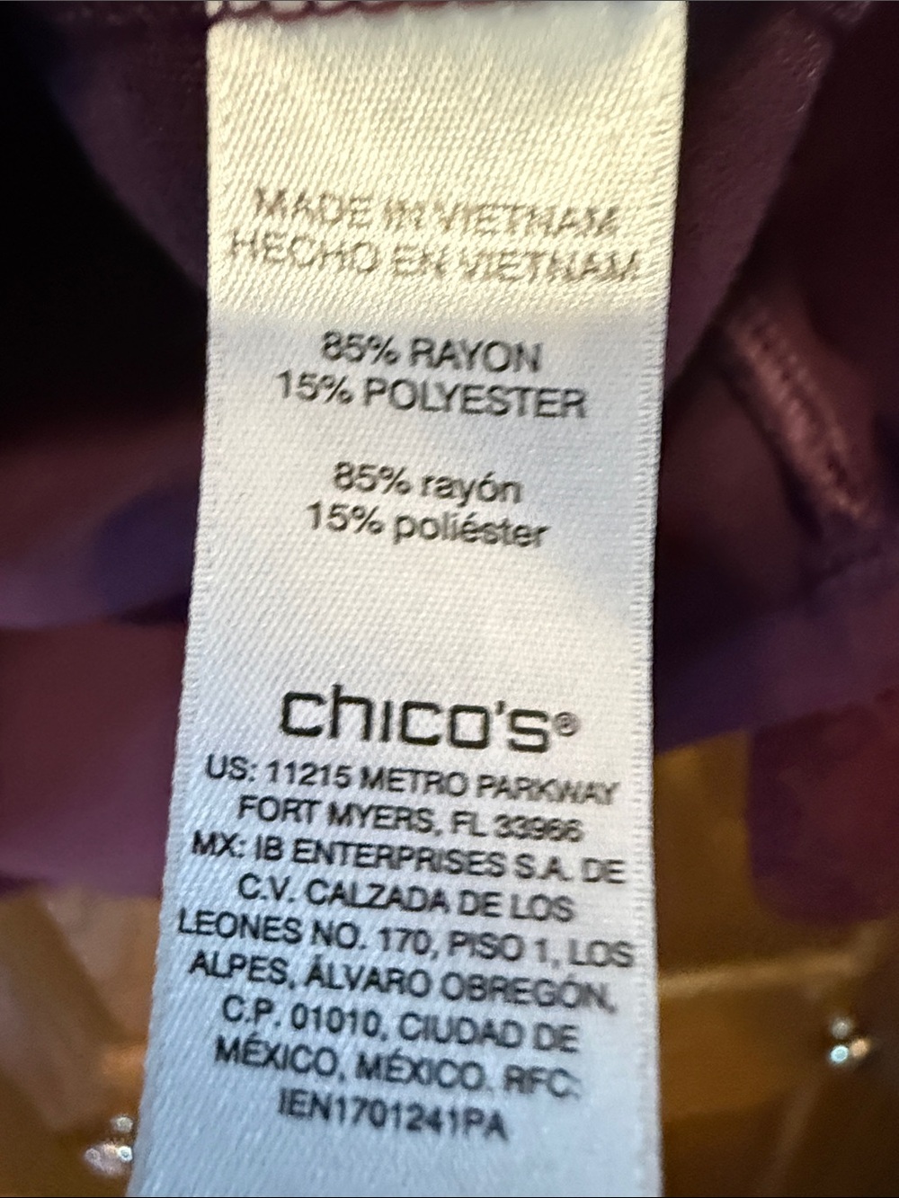 Chico's Plum Long Sleeve Crewneck Top with Lace Cuff Detail- Size 0 - Picture 5 of 9